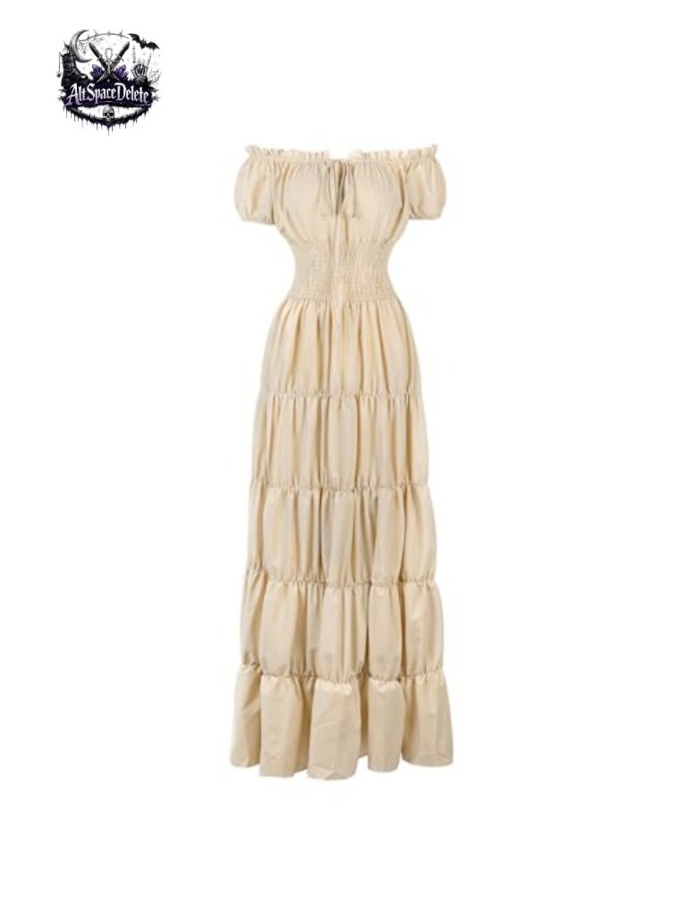Womens Renaissance Peasant Maxi Dress Off Shoulder Medieval Costume